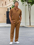 Men Polyester Summer Co-ord Set with Polo Neck