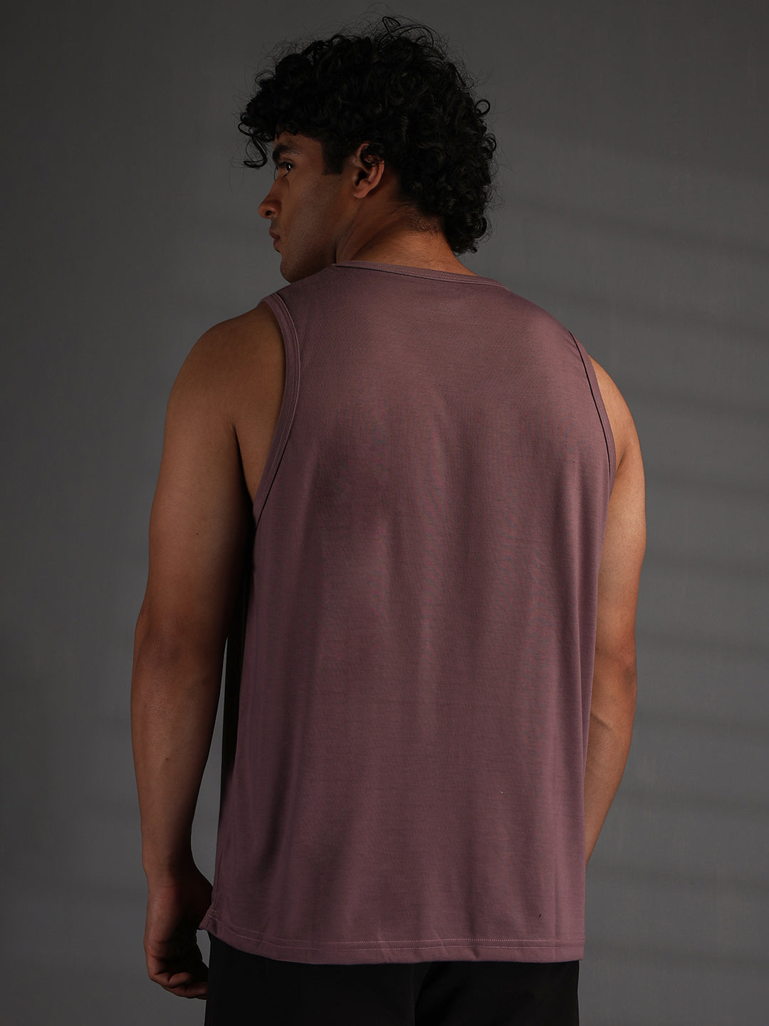 Men's Mauve Cotton Sleeveless Gym Tanktop
