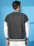 Men Oversized Winter Wear Varsity Jacket with Ribbed Cuffs