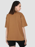 Women Oversized Cotton Solid Round Neck Tshirts