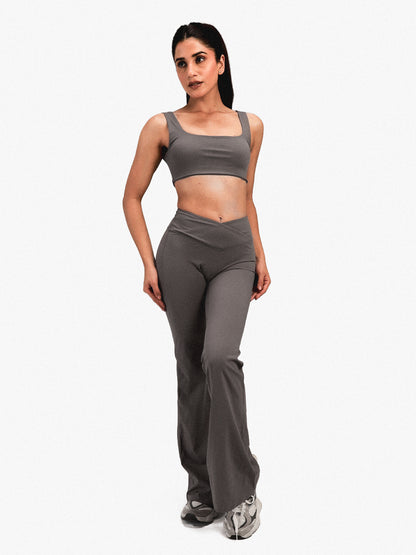 Women’s Crossover Flared Pants Grey