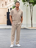 Men Polyester Summer Co-ord Set with Polo Neck