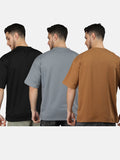 Men Pack Of 3 Oversized Drop-Shoulder T-shirts