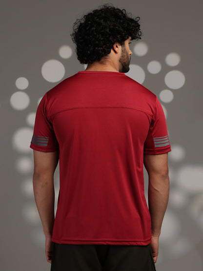 Men's Half Sleeves Dry Fit Gym T-shirt Maroon