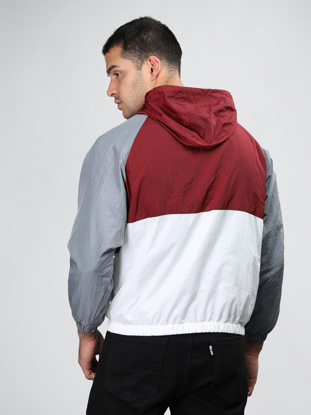 Men Colourblocked Hooded Windcheater Oversized Sports Jacket – Chkokko