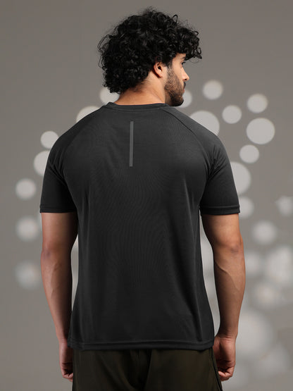 Men's Half Sleeves Dry Fit Gym T-shirt Black Grey