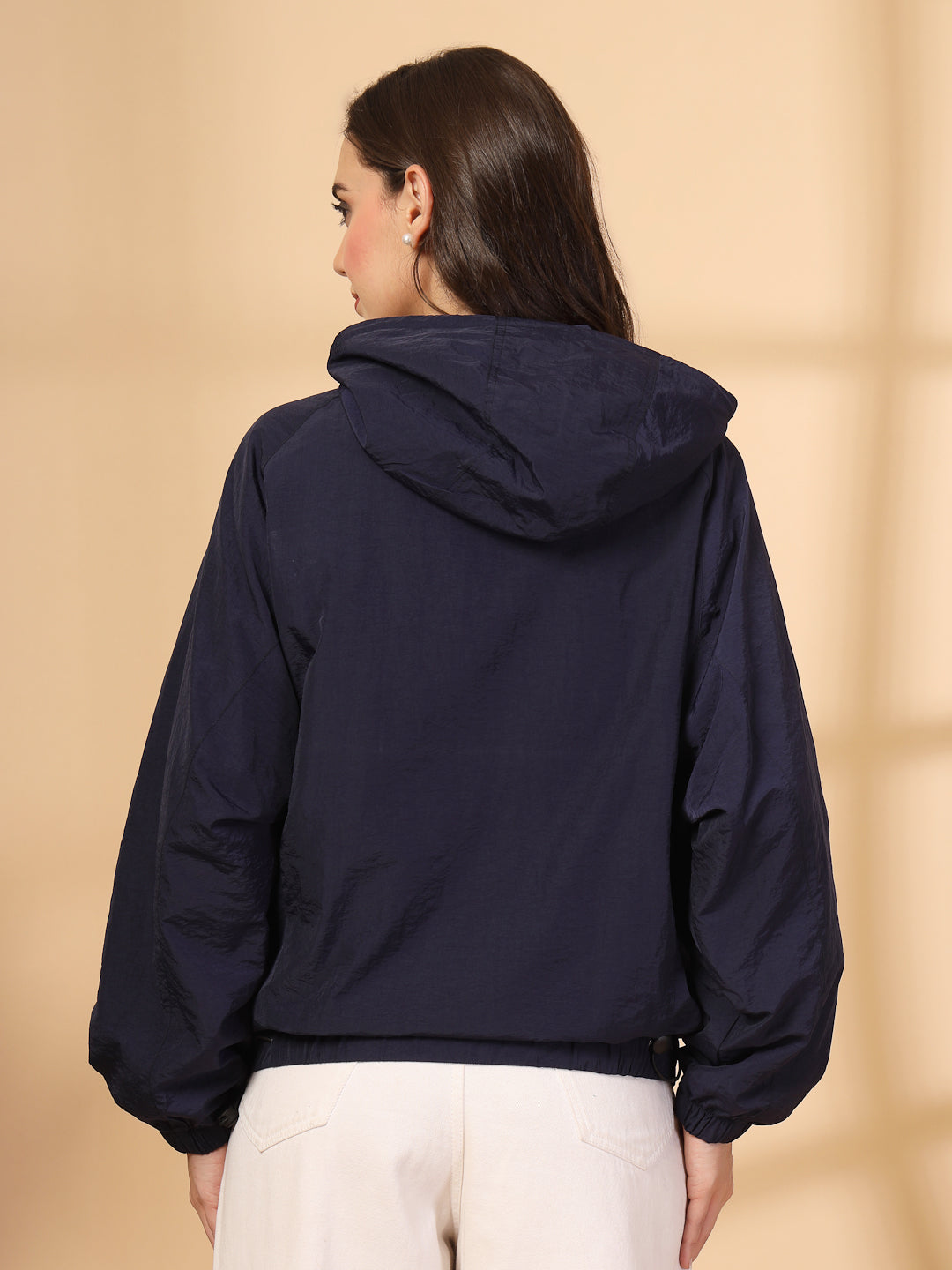 Women WiWOMENWC14NAVYnter Sports Oversized Windcheater Hooded Jacket