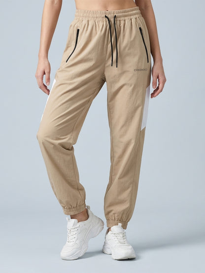 Women Beige White Gym Training Sports Trackpant