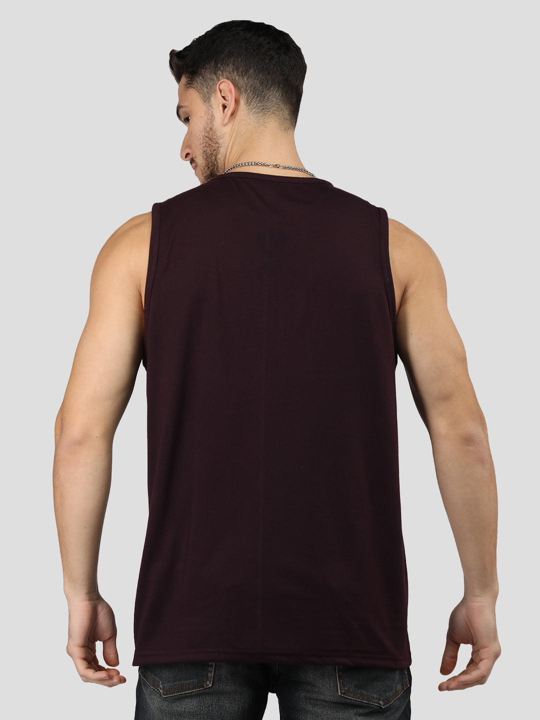 Men Violet Printed Gym Tank Tops Sports Sleeveless Vest