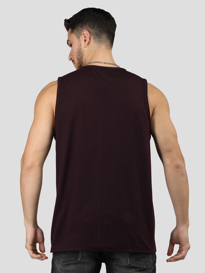Men Violet Printed Gym Tank Tops Sports Sleeveless Vest