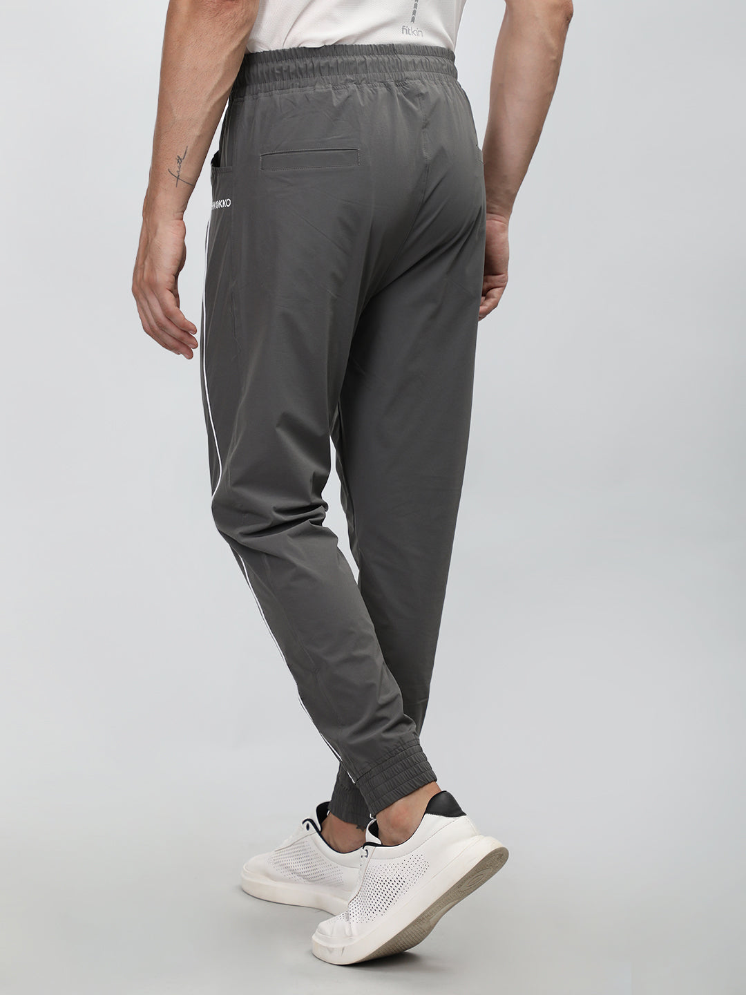 Men Darkgrey White Training Sports Trackpants