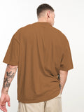 Men Oversized Cotton Solid Round Neck Tshirts