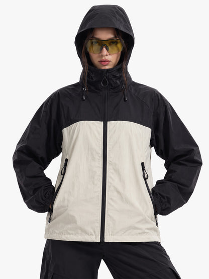 Women's Black White Hooded Sunscreen Jacket UPF 50+ | UV & Sun Protection