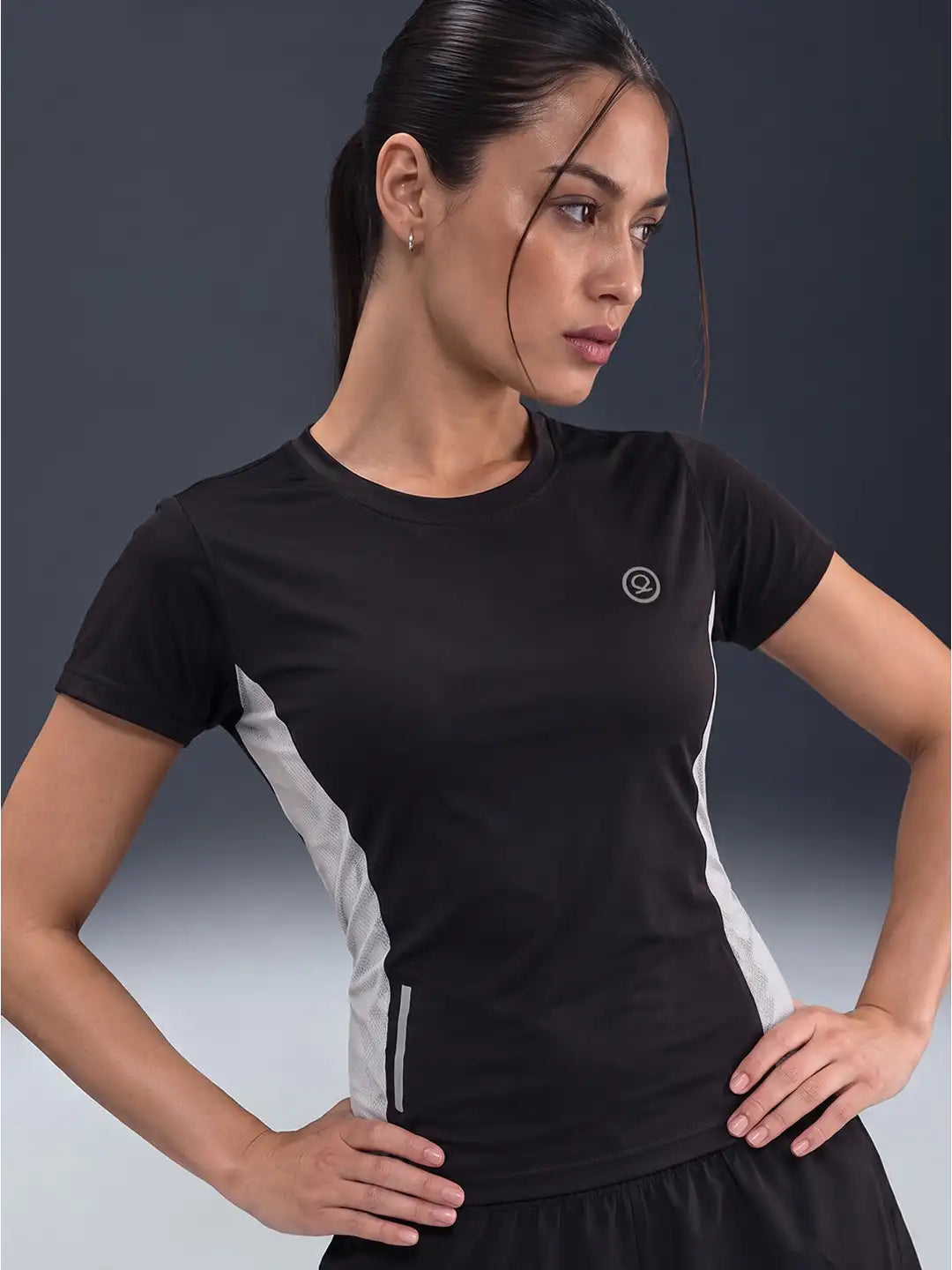 Women's Half Sleeve Dry Fit Active Wear Sports T-shirts Black