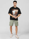 Men Cotton Printed Oversized Fit Half Sleeves T-Shirt