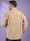 Men Winter Wear Solid Corduroy Casual Shacket