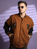 Men Oversized Winter Wear Varsity Jacket with Ribbed Cuffs