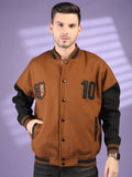 Men Oversized Winter Wear Varsity Jacket with Ribbed Cuffs