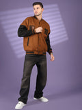 Men Oversized Winter Wear Varsity Jacket with Ribbed Cuffs