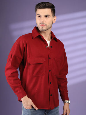 Men Winter Wear Spread Collar Shacket | CHKOKKO