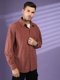 Men Winter Wear Solid Corduroy Casual Shacket