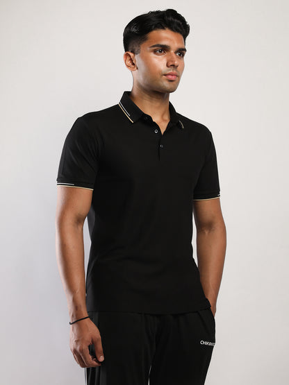 Men’s Black Premium Polo Sports T-Shirt