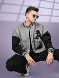 Men Oversized Winter Wear Varsity Jacket with Ribbed Cuffs