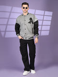 Men Oversized Winter Wear Varsity Jacket with Ribbed Cuffs