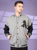 Men Oversized Winter Wear Varsity Jacket with Ribbed Cuffs