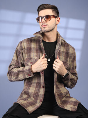 Men Winter Wear Check Shacket