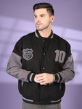 Men Oversized Winter Wear Varsity Jacket with Ribbed Cuffs