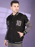 Men Oversized Winter Wear Varsity Jacket with Ribbed Cuffs