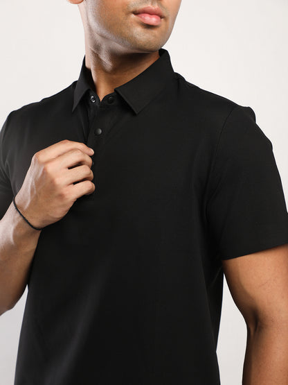 Men’s Black Premium Polo Sports T-Shirt