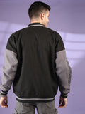 Men Oversized Winter Wear Varsity Jacket with Ribbed Cuffs