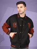 Men Oversized Winter Wear Varsity Jacket with Ribbed Cuffs