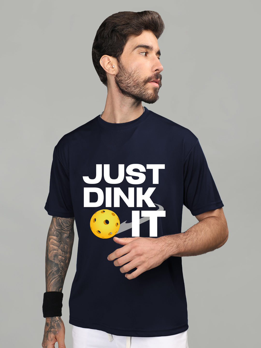 Men Printed Regular Gym Sports T-Shirt Navy