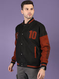 Men Oversized Winter Wear Varsity Jacket with Ribbed Cuffs