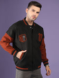 Men Oversized Winter Wear Varsity Jacket with Ribbed Cuffs