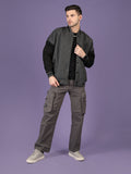 Men Oversized Winter Wear Varsity Jacket with Ribbed Cuffs