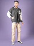 Men Oversized Winter Wear Varsity Jacket with Ribbed Cuffs