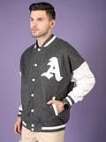 Men Oversized Winter Wear Varsity Jacket with Ribbed Cuffs