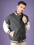 Men Oversized Winter Wear Varsity Jacket with Ribbed Cuffs