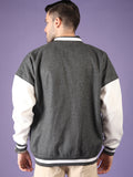 Men Oversized Winter Wear Varsity Jacket with Ribbed Cuffs