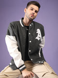 Men Oversized Winter Wear Varsity Jacket with Ribbed Cuffs