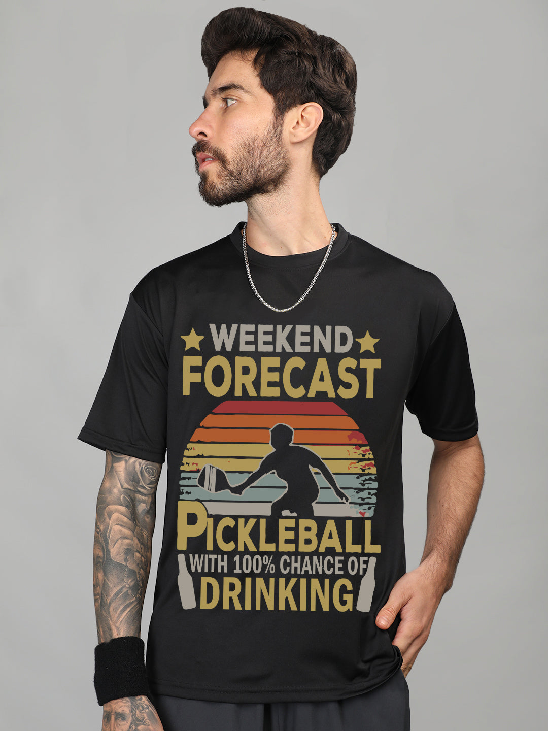 Men Printed Regular Gym Sports T-Shirt Black