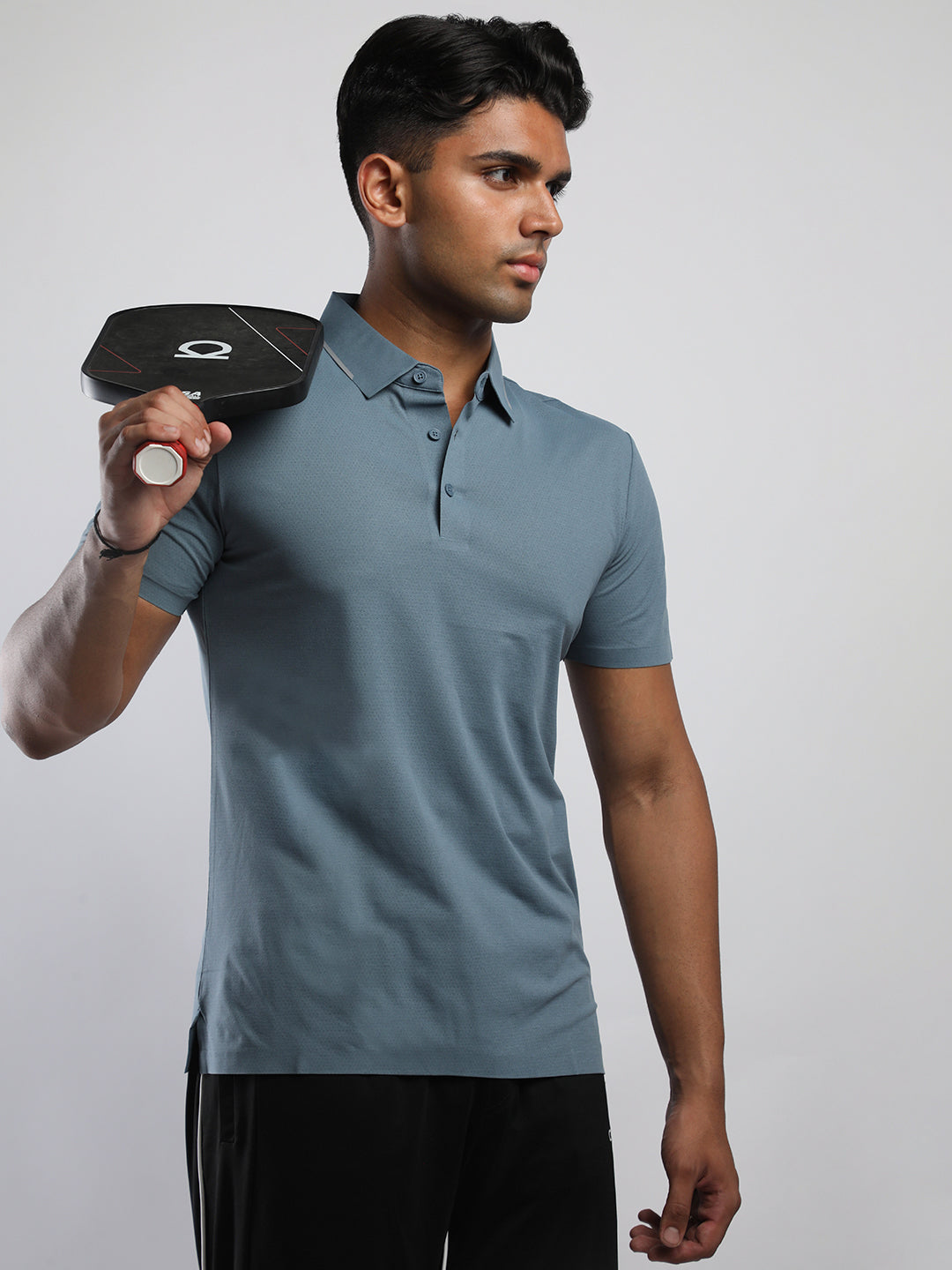 Men’s Greyish Blue Premium Polo Sports T-Shirt