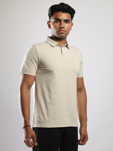 Men’s Beige Premium Polo Sports T-Shirt