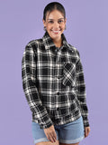 Women Winter Wear Check Shacket | CHKOKKO