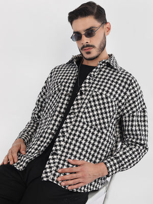 Men Winter Wear Spread Collar Check Shacket | CHKOKKO