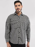 Men Winter Wear Spread Collar Check Shacket | CHKOKKO